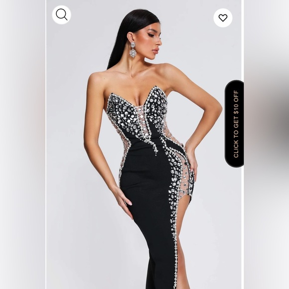 Porsha Diamonate Strapless Maxi Bandage Dress - Picture 2 of 6